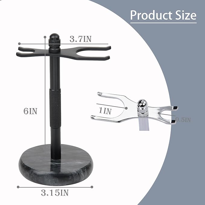 Razor and Brush Stand,Marble Base Razor Holder is More Stable,the Base Will Not Rust and the Fitted Protective Spacer Protects Your Countertop Better Decoration as a Gift(Black)