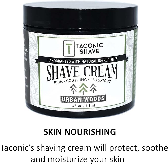 Taconic Shave, All Natural Shave Cream – Highly-Concentrated Shaving Cream for Men – 4 oz. Moisturizing Shaving Cream Tub with Skin Soothing Ingredients – Urban Woods with hints of Cedar and Bergamot