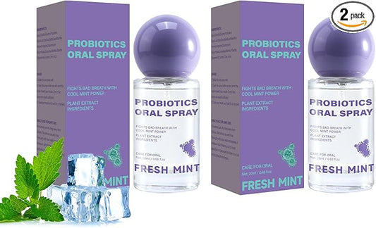 Probiotic Oral Spray for Long-Lasting Freshness, Oral Spray with Probiotics for Breath Care, Gentle, Convenient Travel-Sized Breath, 20ml/0.68oz*2Pcs