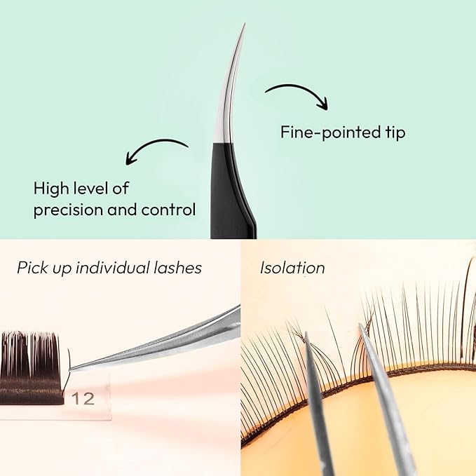 Eyesy Lash Ultimate Isolator Lash Tweezer | Professional Volume False Lash Application Tool | Multi Shapes & Purposes Tweezers | Non-Slip Grip Tweezers (Black)