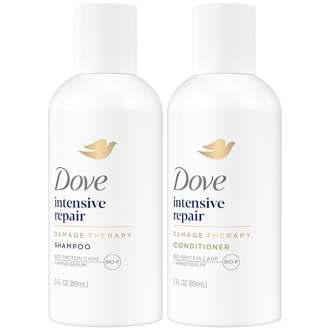 Dove Travel Essentials Shampoo and Conditioner Set – Dove Nutritive Solutions Intensive Repair for Damaged Hair, 3 Oz Ea