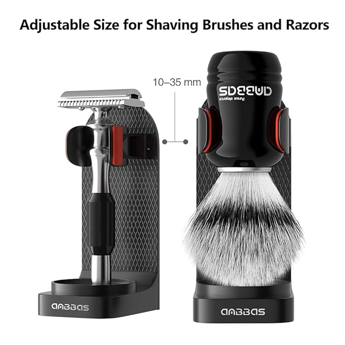 Anbbas Shaving Brush Synthetic Badger Hair Resin Handle and Stainless Steel Soap Bowl,ABS Wall Mounted Shaving Holders for Brush and Bowl