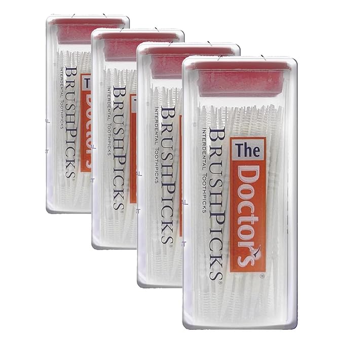The Doctor's BrushPicks, Interdental Brushes and Dental Pick 2-in-1, Plaque Remover for Teeth, 120 Toothpicks, 4 Pack
