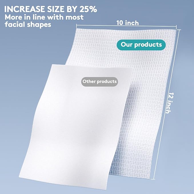 RGBB Clean Face Towels 10"×12", Disposable, Ultra-Absorbent, Hypoallergenic & Soft Makeup Remover Dry Wipes, Pamper Your Face, Hygienic Towelettes, for All Skin Types（50 Count）