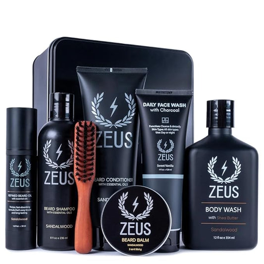 ZEUS Ultimate Beard & Body Care Kit for Men – Complete Premium Grooming Set with Skin & Beard Care Essentials, Perfect Gift for Him
