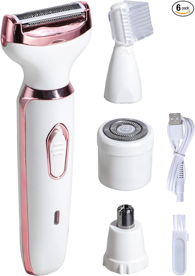 Oneleaf Electric Body Hair Trimmer for Men & Women – Waterproof, Cordless, Low Noise, Rechargeable – 3 Replacement Blades – Painless Shaving for Beard, Bikini, Chest, Legs & More