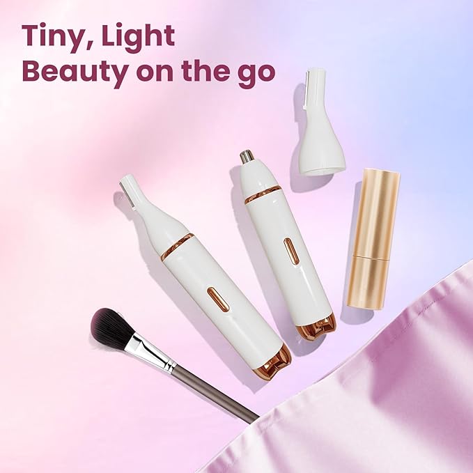 Nose Hair Trimmer for Women - 2-in-1 Painless Eyebrow & Facial Hair Trimmer for Women and Men, USB Rechargeable, Waterproof & Easy to Clean, Ear & Nose Groomer