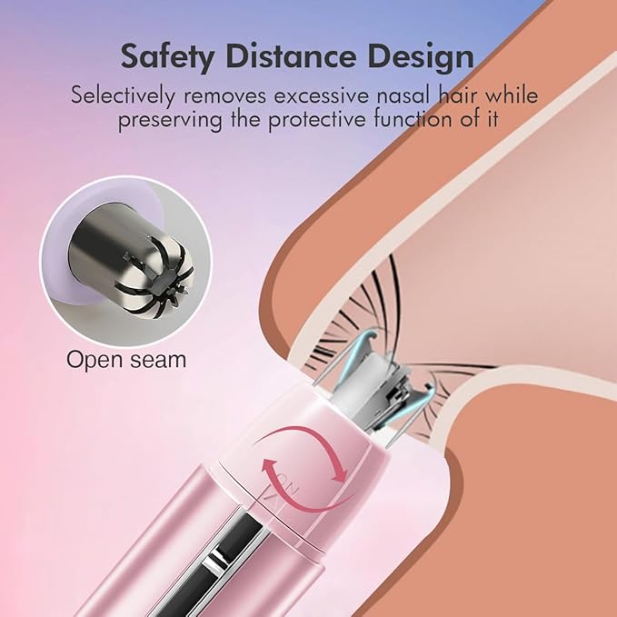 TOUCHBeauty Electric Ear and Nose Hair Trimmer for Women, Painless Round Tip for Sensitive Skin, Mini Portable Shaver with Travel Case, Easy Clean & Battery Powered, Perfect Christmas Day
