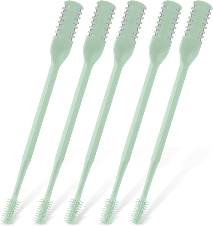 5Pcs 2-in-1 Nasal Hair Cutter, Double Sided Nose Hair Cutter, Portable 360° Rotating Manual Nose Hair Trimmer for Men and Women, Mint Green