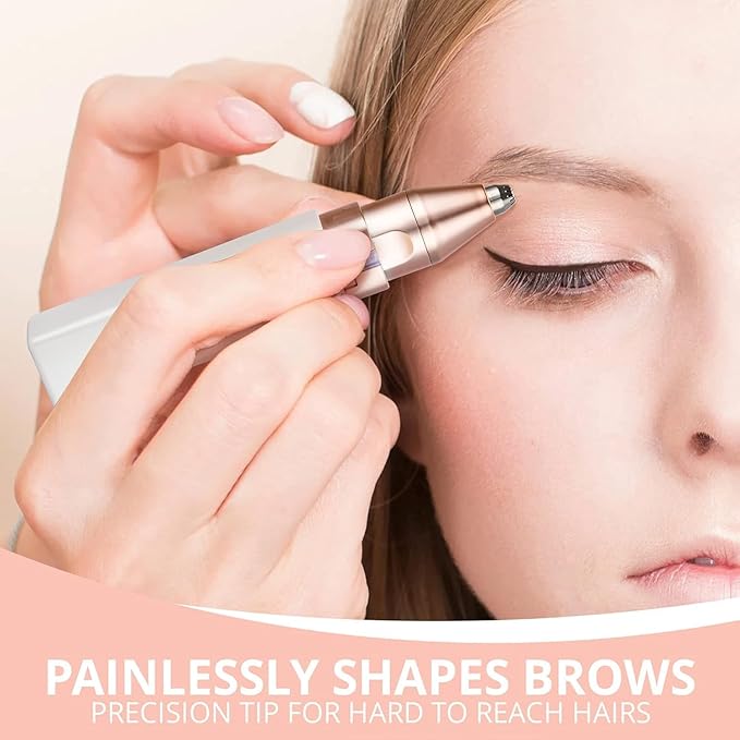 Eyebrow Facial Hair Remover for Women: Rechargeable 2 in 1 Face Shavers and Eyebrow Trimmer - Painless Electric Hair Removal Device for Face Eyebrows Lips Peach Fuzz with Light
