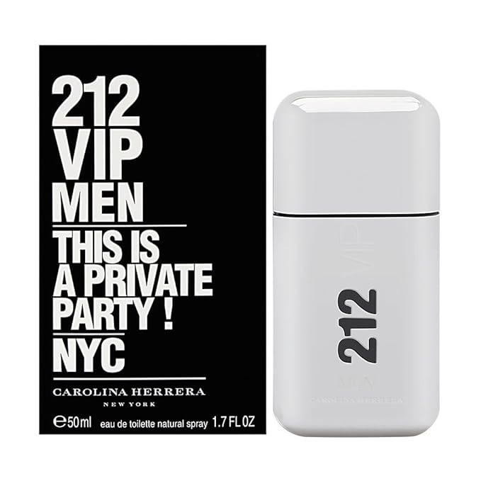 Carolina Herrera 212 Vip Men Fragrance For Men - Notes Of Caviar Lime, Ginger And Tonka Bean - Intimate And Magnetic Scent - Blend Of Fresh And Woody - Perfect For Night Use - Edt Spray - 1.7 Oz