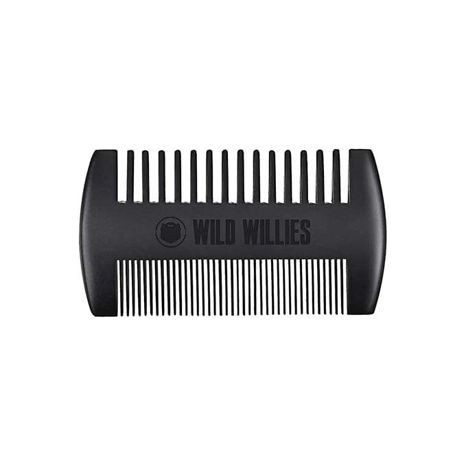 Wild Willies Wood & Composite Beard Combs With Travel Pouch - Dual Action Fine & Coarse Bristles - Premium Grooming Tool for Styling Hair or Beard, All Hair Types