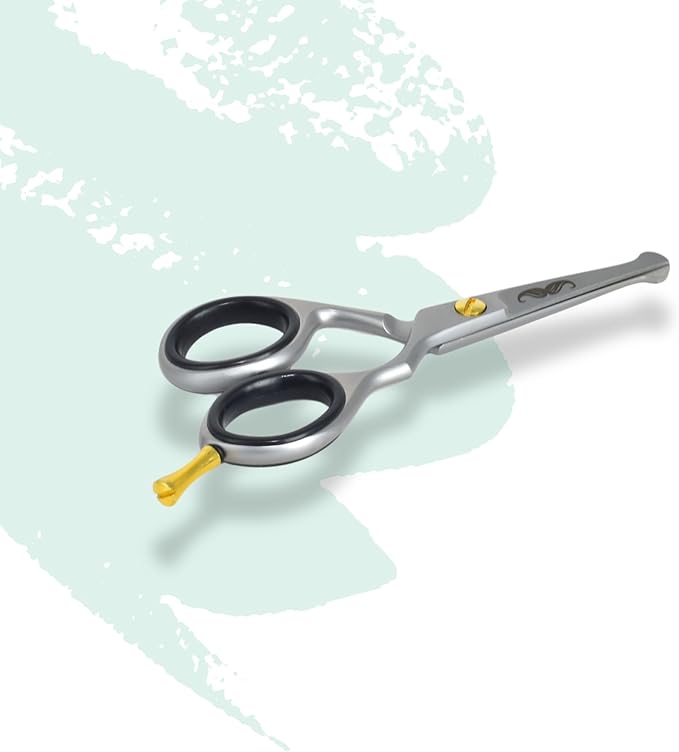 Rounded-Tip Trimming Scissors for Men – Stainless Steel High Carbon Beard, Mustache, and Ear Hair Grooming Scissor (Silver-Round-Tip)