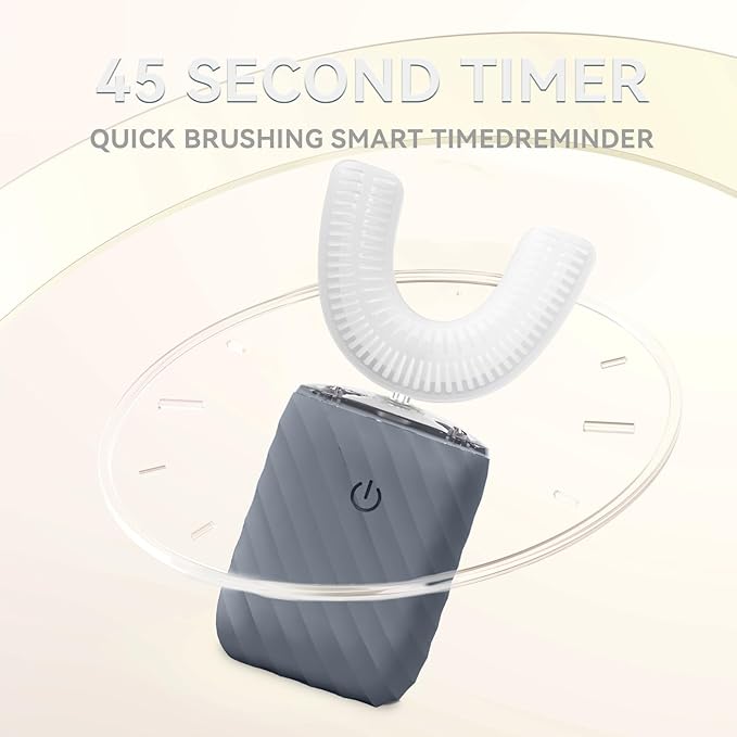 Ultrasonic Automatic Electric Toothbrush for Adults- U Shaped self Brushing Toothbrush, 360° Mouth Cleaning, 5 Modes for Whitening, IPX7 Waterproof Rechargeable (Deep Blue)