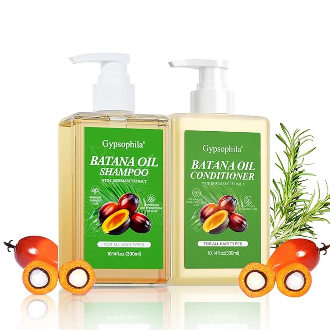 Batana Oil Shampoo and Conditioner, Hair loss and Batana Oil for Hair Growth Shampoo, Sulfate-Free for Both Men and Women 10.14 oz
