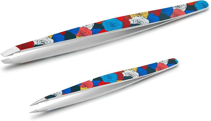 Tweezers - Pointed Slant Tweezer Set - Precision Tweezers for Women and Men Facial Hair, 420 Stainless Steel Pointed Slant Tweezers for Any Unwanted Hair; Ingrown Hair & Eyebrows, Travel Case Included
