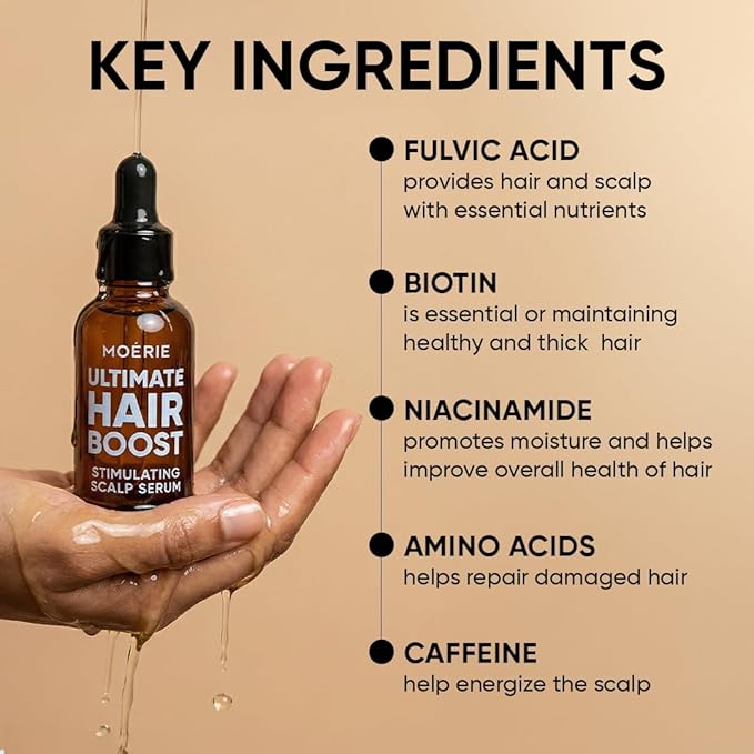 MOERIE Ultimate Hair Growth Serum for Natural Hair Regrowth & Thickening - Anti Thinning & Hair Loss Treatment for Women - Rapid Hair Growth Products - Scalp Oil Alternative - 1.69 fl oz / 50 ml