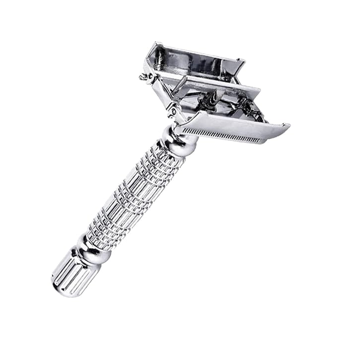 Ultimate Butterfly Safety Razor - Heavy Duty Twist To Open Double Edge Safety Razor for Men; Shaving Kit with Mirrored Travel Case and Stainless Steel Double Edge Blade
