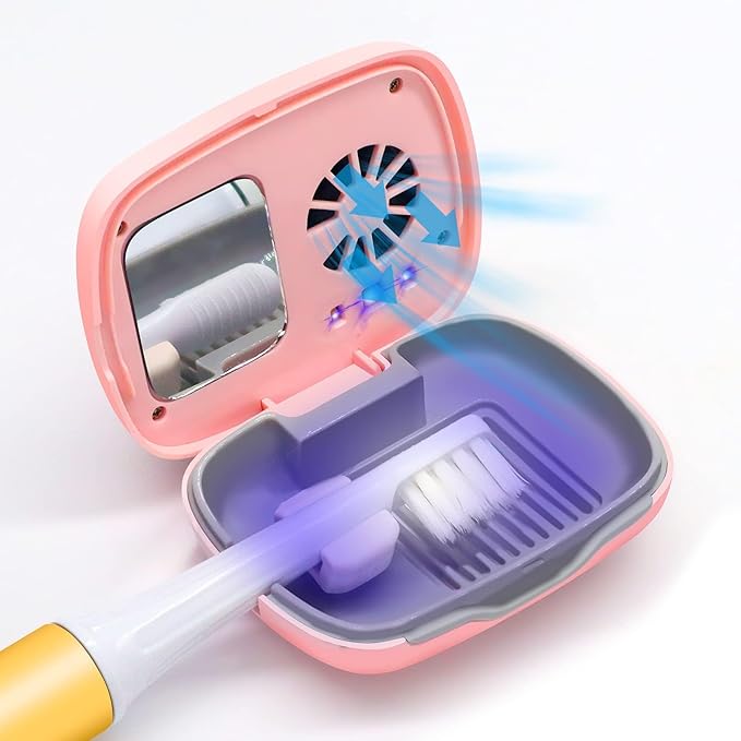 Toothbrush Travel Cover, Toothbrush Travel Case With Air Drying Function, Rechargeable Portable Toothbrush Travel Container (pink)