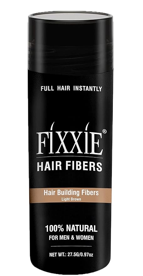 FIXXIE Hair Fibers LIGHT BROWN for Thinning Hair 27.5g Bottle, Hair Fibre Concealer for Hair Loss for Men and Women, Naturally Thicker Looking Hair with Keratin Hair Fibres