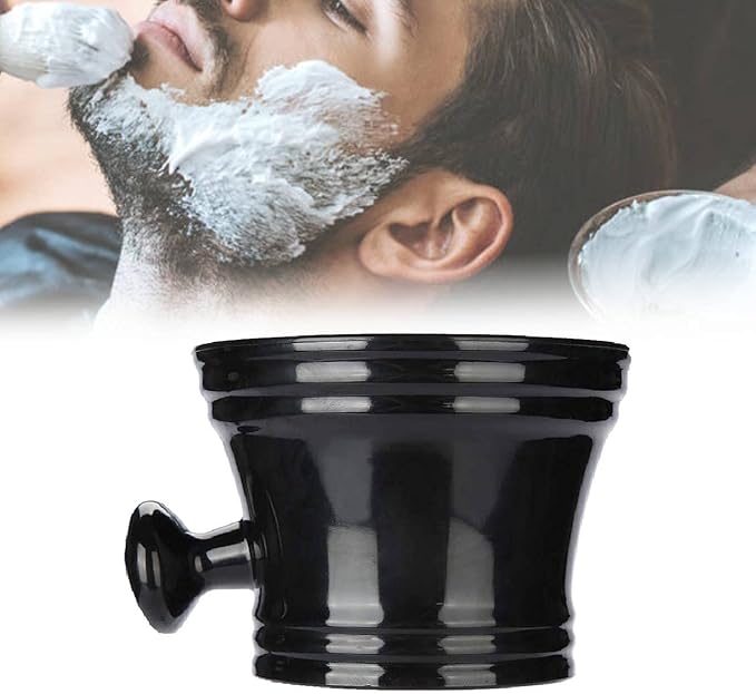 HURRISE Shaving Soap Bowl, Shave Mug For Shave Cream Foam Shaving Cream, Plastic Shaving Soap Bowls for With Handle(Black)