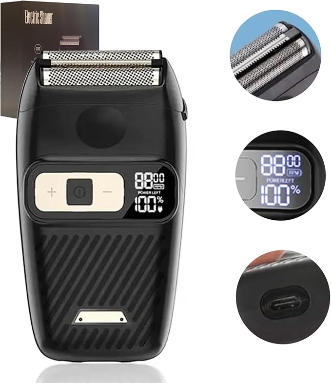 Foil Shaver Electric Razor for Men Electric Foil Shavers for Men Portable Travel Waterproof Wet Dry LED Display Cordless Beard Trimmer 3 Adjustable Speeds Long Battery Rechargeable IPX6