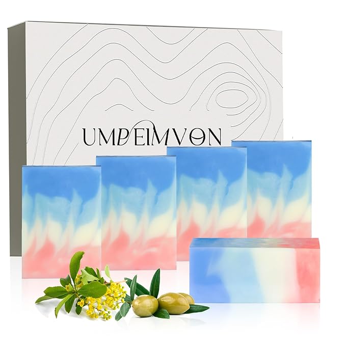 5 Pack Castile Soap Natural Olive Oil Soap Bar, 72% Olive and 18% Coconut Oil Handmade and Cold Process Ideal for Face, Body and Shave, Moisturize and Soften Skin, 3.53 oz