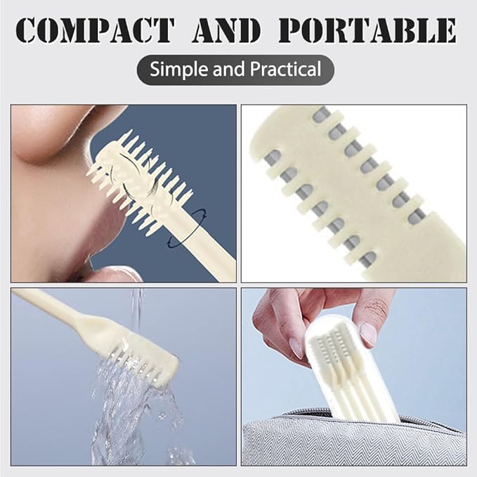 Nasal Hair Cutter, Double Sided Nose Hair Trimmer for Men Women, 360° Rotating Portable Manual Nose Hair Remover, Hairs Knife Noses with Ear Digger Travel Essentials (Beige, 3 PCS)