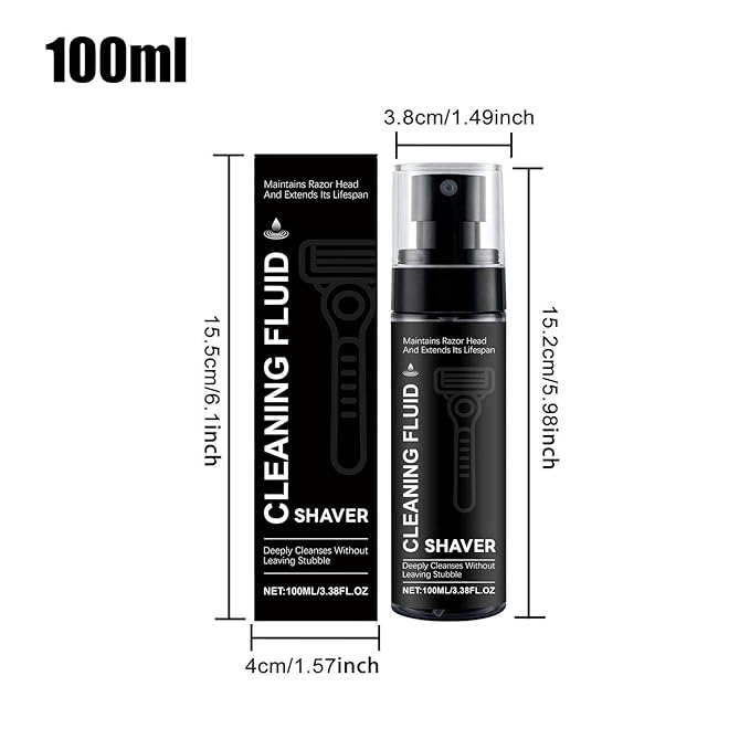 Shaver Cleaner Spray, Stain Removal Solution, 100ml Bottle with Rust Prevention Formula, Grooming Aid for Beard Trimmer Razor, Cleaning Accessories, Cleaner Spray for Men Women Daily Routine Travel