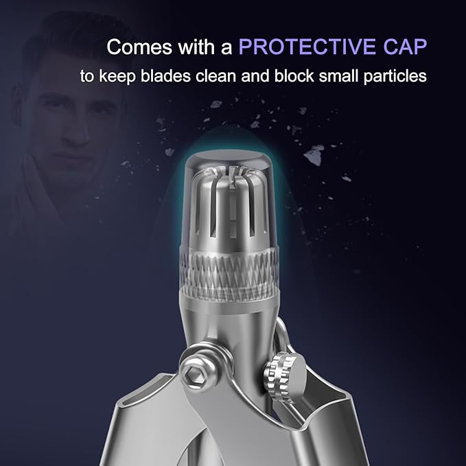 Stainless Steel Hair Trimmer for Men and Women - Manual Nose and Ear Hair Trimmer, Nose Clippers, 360° Rotating Hair Trimmer, Washable Nose Hair Remover