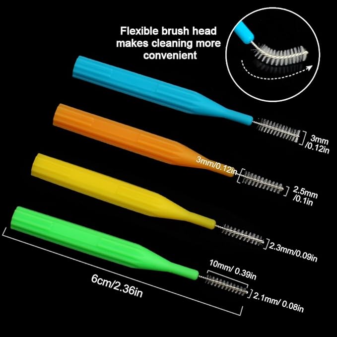 ewinever Interdental Brush,Toothpick Tooth Flossing Head Oral Dental Hygiene Brush, Tooth Cleaning Tool (Multicolors-88PCS)