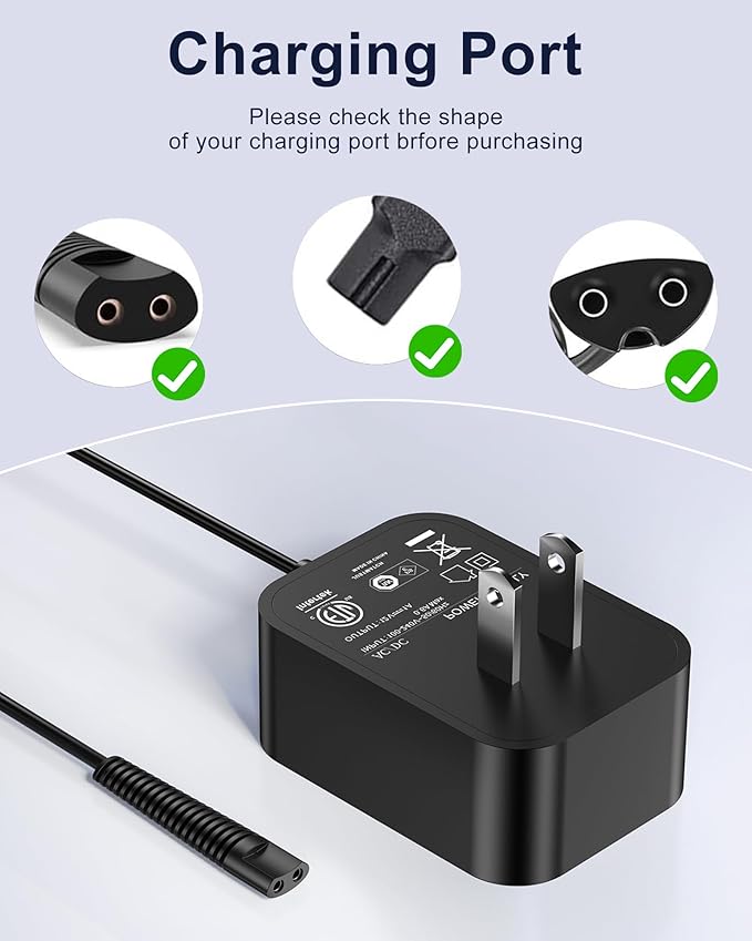 WUKUR 12V Charger Compatible with Braun Shaver Series 3/7/5/1/9, Charging Cord for Braun Electric Razor Shaver Trimmer 3040s, 310s, 340S, 5190cc, 5040s, 740S, 7865, 9290cc, 9095cc Replacement Adapter