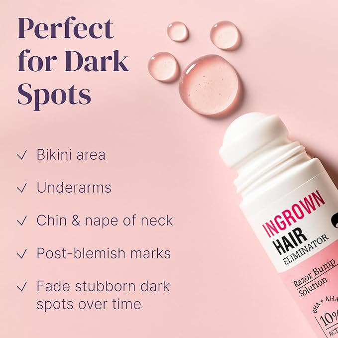 Razor Bump Stopper with Dark Spot Remover, Ingrown Hair Treatment for Bikini Area and Razor Bumps Treatment - Salicylic Acid After Shave Solution for Ingrown Hairs & Razor Burns