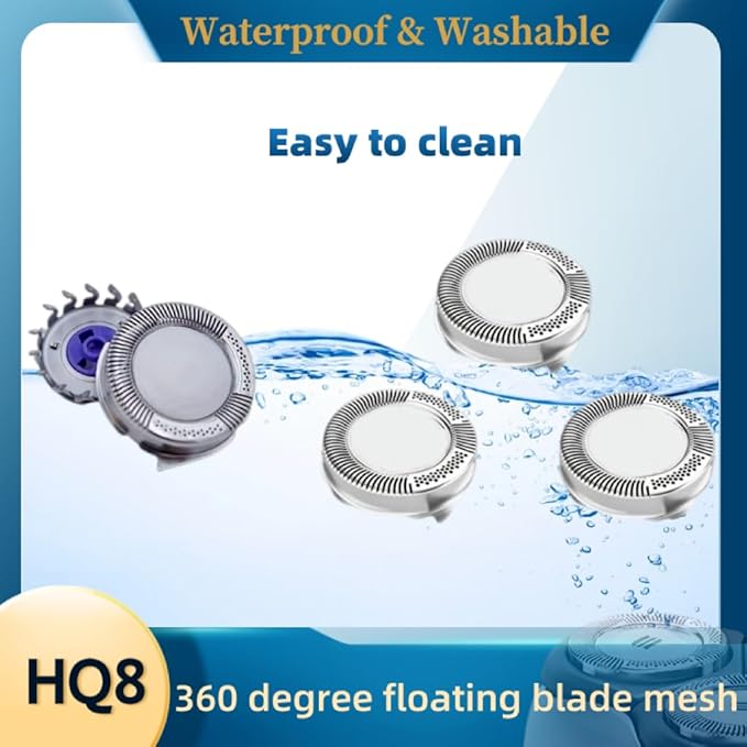 3Pcs HQ8 Replacement Shaver Head Fit for s Norelco 7340XL 7325XL PT870 PT730 PT875 PT880 PT810 AT811 AT830, Upgraded Precision Men's Electric Shaver Razor Blade, Waterproof Razor Blades