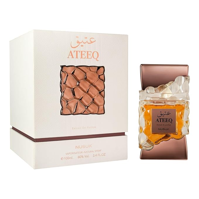 Nusuk Ateeq Perfume for Men - 100ml | Long Lasting Extrait De Parfum | Citrus, Spice & Woody Notes | Bold Masculine Luxury Fragrance