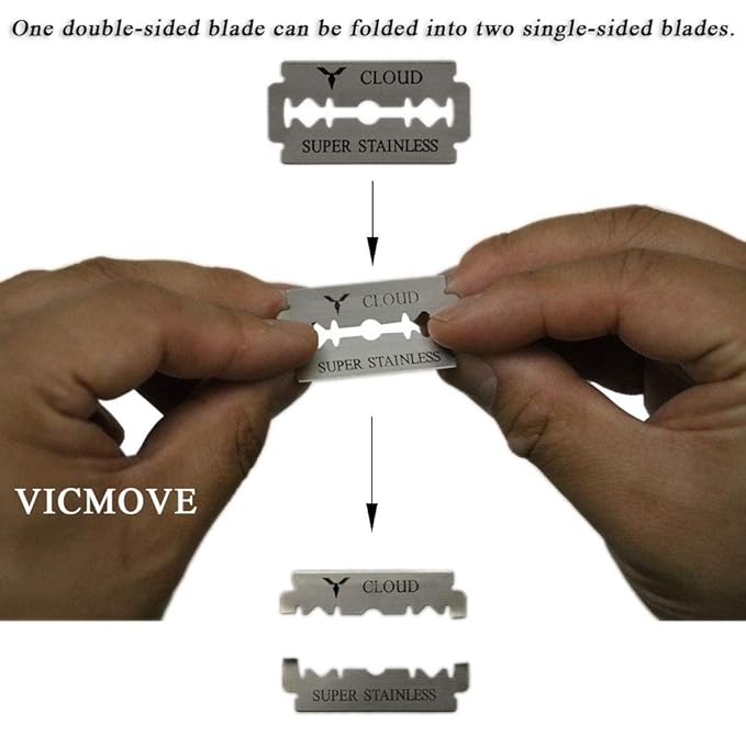 Professional Barber Straight Edge Razor Safety with 20-Pack Derby Blades - 100 Percent Stainless Steel - by VICMOVE (1 razor + 20 blades)