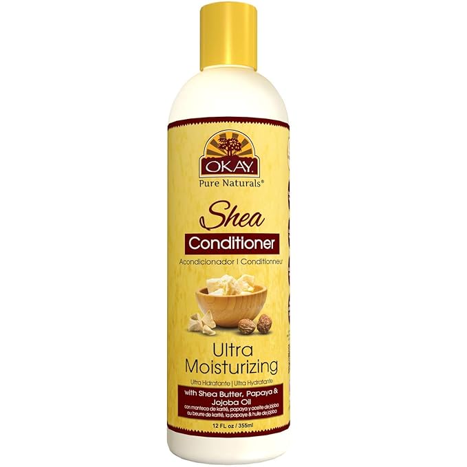 Okay Ultra Moisturizing Shea Conditioner Helps Hydrate,Moisturize,and Soften Hair Sulfate,Silicone,Paraben Free For All Hair Types and Textures Made in USA 12oz (OKAY-SHEAC12)