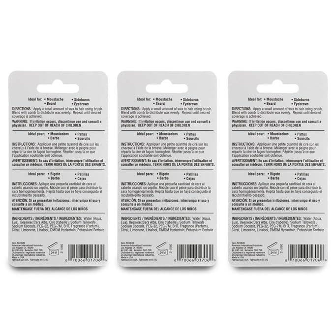 Clubman Moustache Wax Hang Pack, Neutral Color 0.5 oz x 3 packs