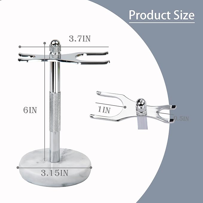Razor and Brush Stand,Marble Base Razor Holder is More Stable,the Base Will Not Rust and the Fitted Protective Spacer Protects Your Countertop.Better Decoration as a Gift(White)