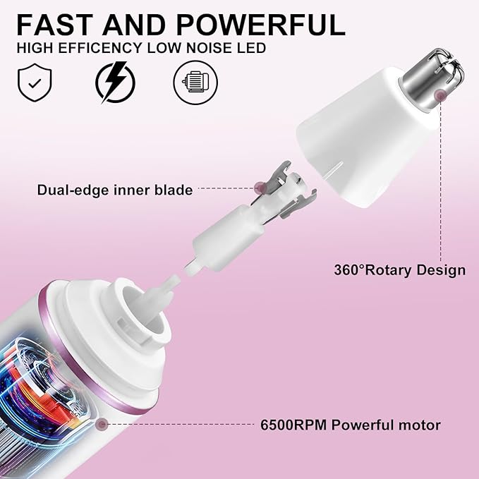 AREYZIN Nose Hair Trimmer for Women-2025 Professional Painless Eyebrow Trimmer and Nose Trimmer Facial Hair Removal Nasal Hair Clippers Professional, Easy to Clean, Dual-Edge Blade,White