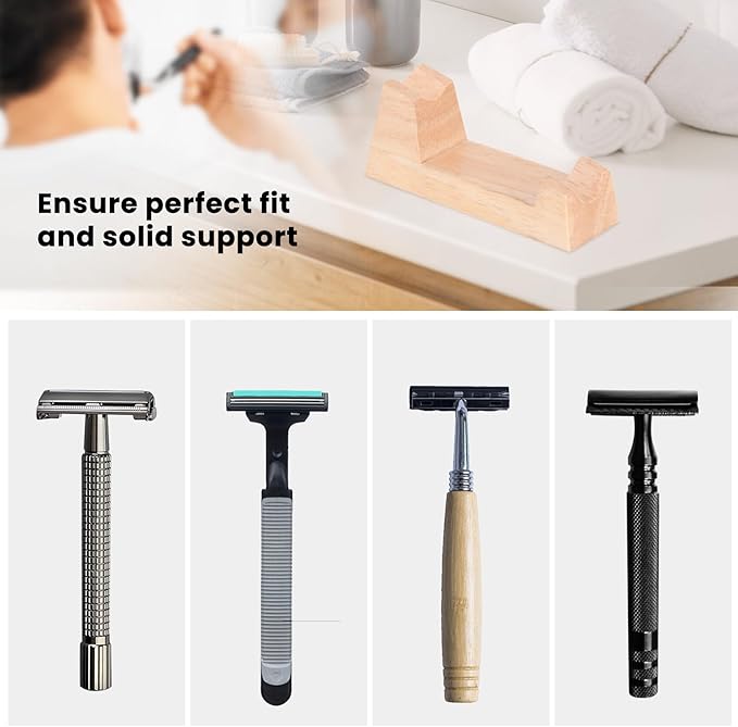 Wooden Safety Razor Stand - for Henson AL13 / AL13-M / Ti22 - Stand of Minimalism to Hold Your Razor - Luxury Razor Display Stand for Storing Your Razor