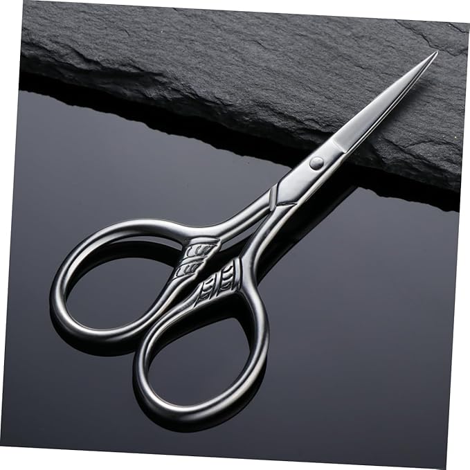 Beaupretty Stainless Steel Mustache Scissors for Men Beard Trimming Durable Rust Facial Hair Shears Precise Grooming Tool with Mirror Polished Silver Finish