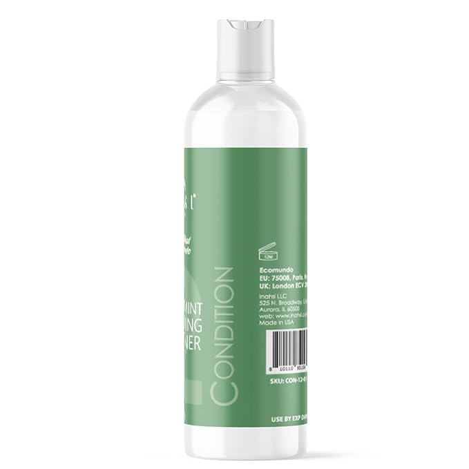 INAHSI Soothing Mint Moisturizing Conditioner, 12 oz - Plant-Based Formula for Naturally Curly Hair, Hair Products for Men, Women, and Kids, Made in USA