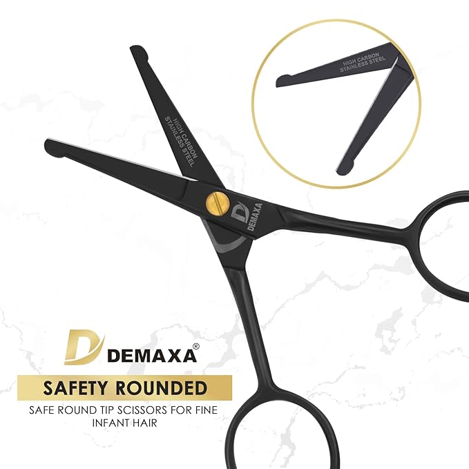 4.5" Round Tip Safety Mustache Scissors Beard Scissors with 1 Mustache Comb, 1 Beard Comb & Soft Pouch – Best Facial Hair Shears for Beard Mustache Trimming Nose & Ear Hair