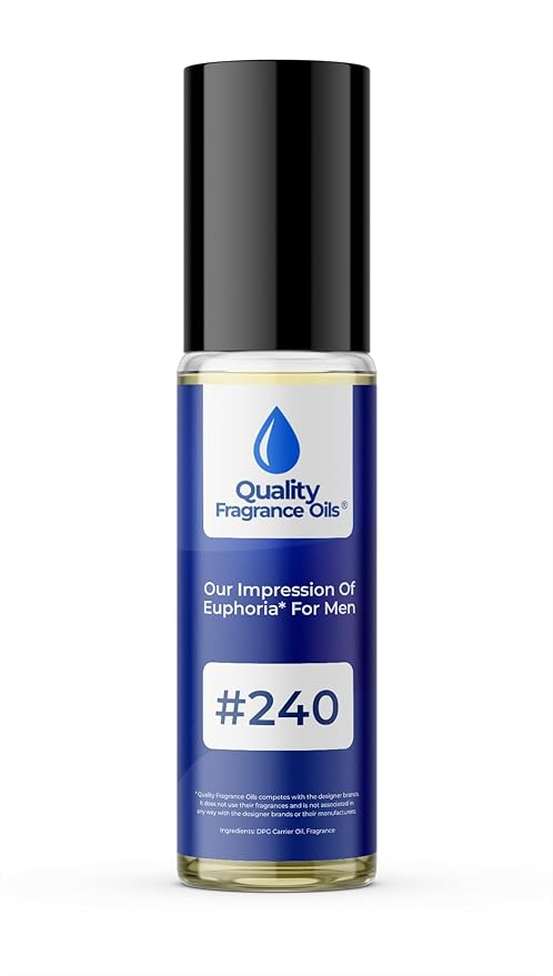 Quality Fragrance Oils' Euphoria for Men Impression #240 | Long-Lasting Perfume Oil, Alcohol-Free, Strong Scent, 10ml Roll-On | Affordable Alternative to Designer Fragrances