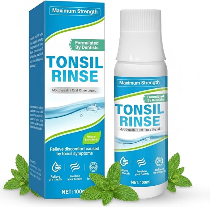 Tonsil Stone Mouthwash, Alcohol-Free Oral Rinse for Tonsil Stone Removal & Prevention, Deep Cleansing Bad Breath Treatment, Fresh Mint Flavor