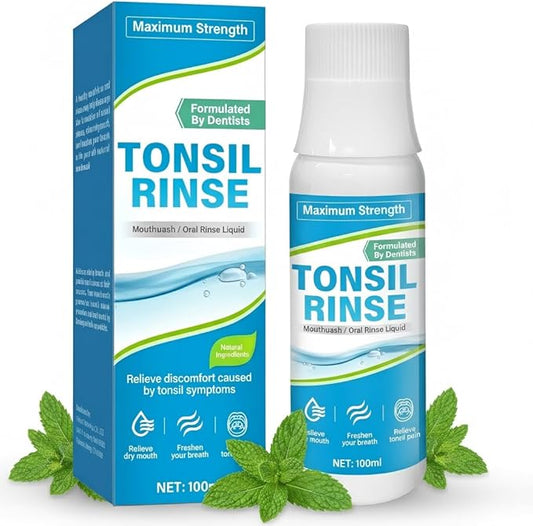 Tonsil Stone Mouthwash, Alcohol-Free Oral Rinse for Tonsil Stone Removal & Prevention, Deep Cleansing Bad Breath Treatment, Fresh Mint Flavor