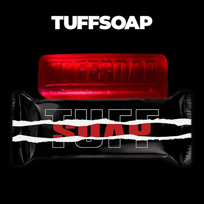 RED – 4-in-1 Men’s Fragrance Soap Bar 5.5 oz – Natural All-in-One Bar for Body, Face, Hair & Shaving – TUFF RED (Energy) / TUFF GREEN (Skin Protection) – Long-Lasting & Sulfate-Free