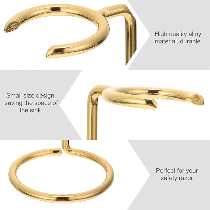 Shaving Razor and Brush Stand Metal Storage Rack Gold Razor Holder Shaving Brush Organizer for Men Bathroom Countertop