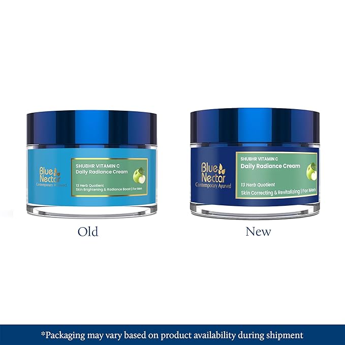 Blue Nectar Plant-Based Vitamin C Face Cream for Glowing Skin, Dark Spot Removal Cream for Men with Green Apple and Almond Oil (13 Herbs, 1.76Oz)